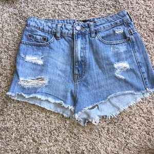 High waisted jean shorts
